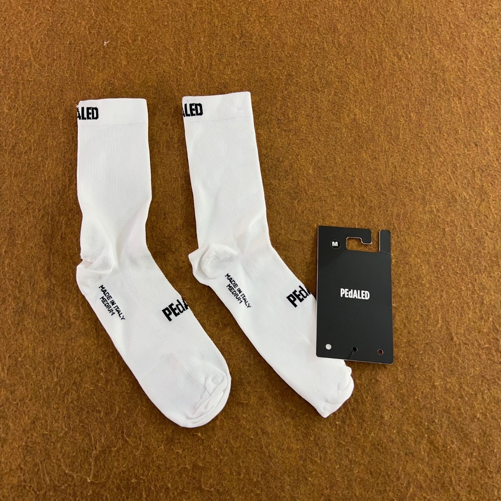 PEdALED Unisex Medium White Element Cycling Socks NWT